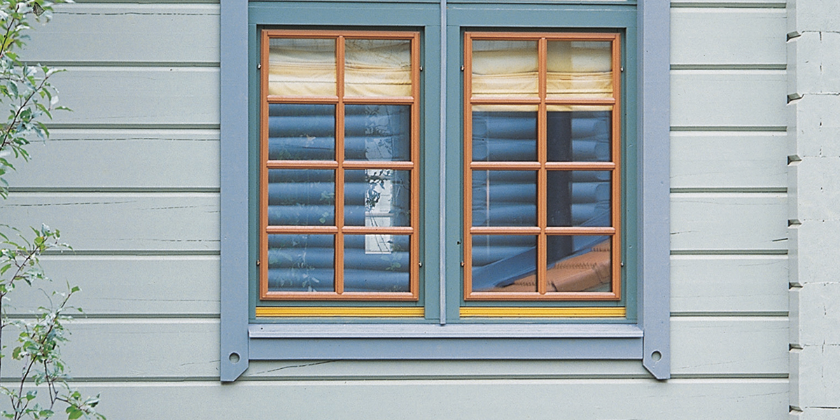 log house window