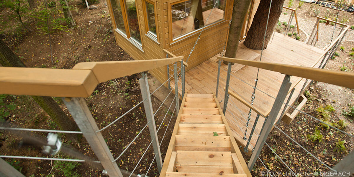 Wooden stairs coated with Pinja Indeep