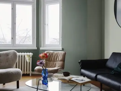 Vihreä harmoninen olohuone - vinkit olohuoneen sävyn valintaan