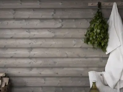 Sauna, joka on maalattu Arctic-värikartan kuultavalla helmiäissävyllä: 5120