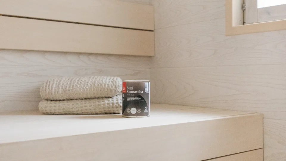 Saunan käsittely Supi saunasuojalla - vaalea sauna 