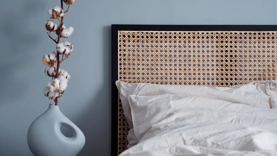 Vaaleansininen makuuhuone 