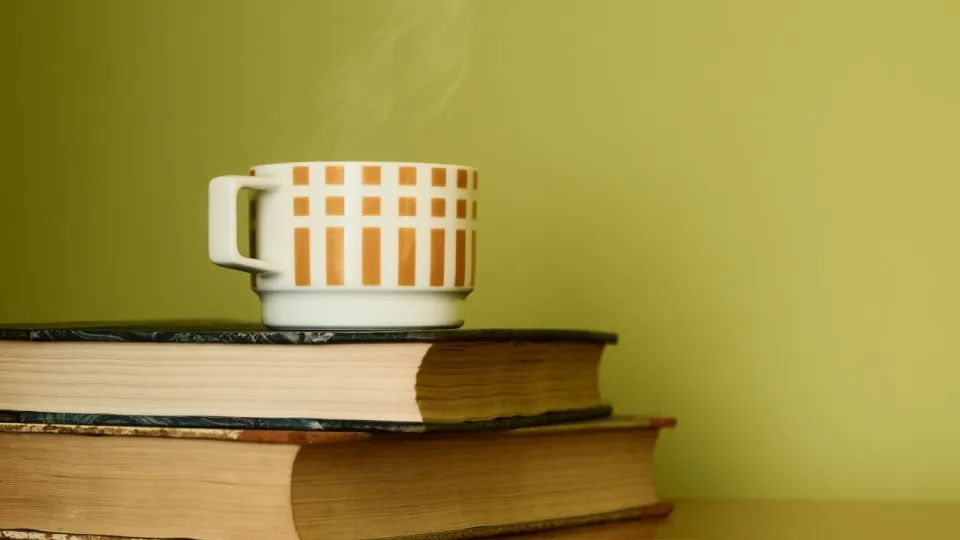 Vuoden väri 2026 Kameleontti. Kirjapino ja muki.