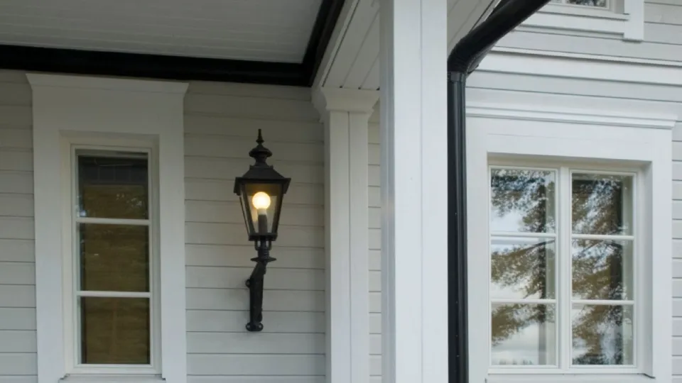 Valkoiset puiset ulkoikkunat