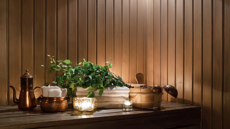 Tunnelmallinen sauna.