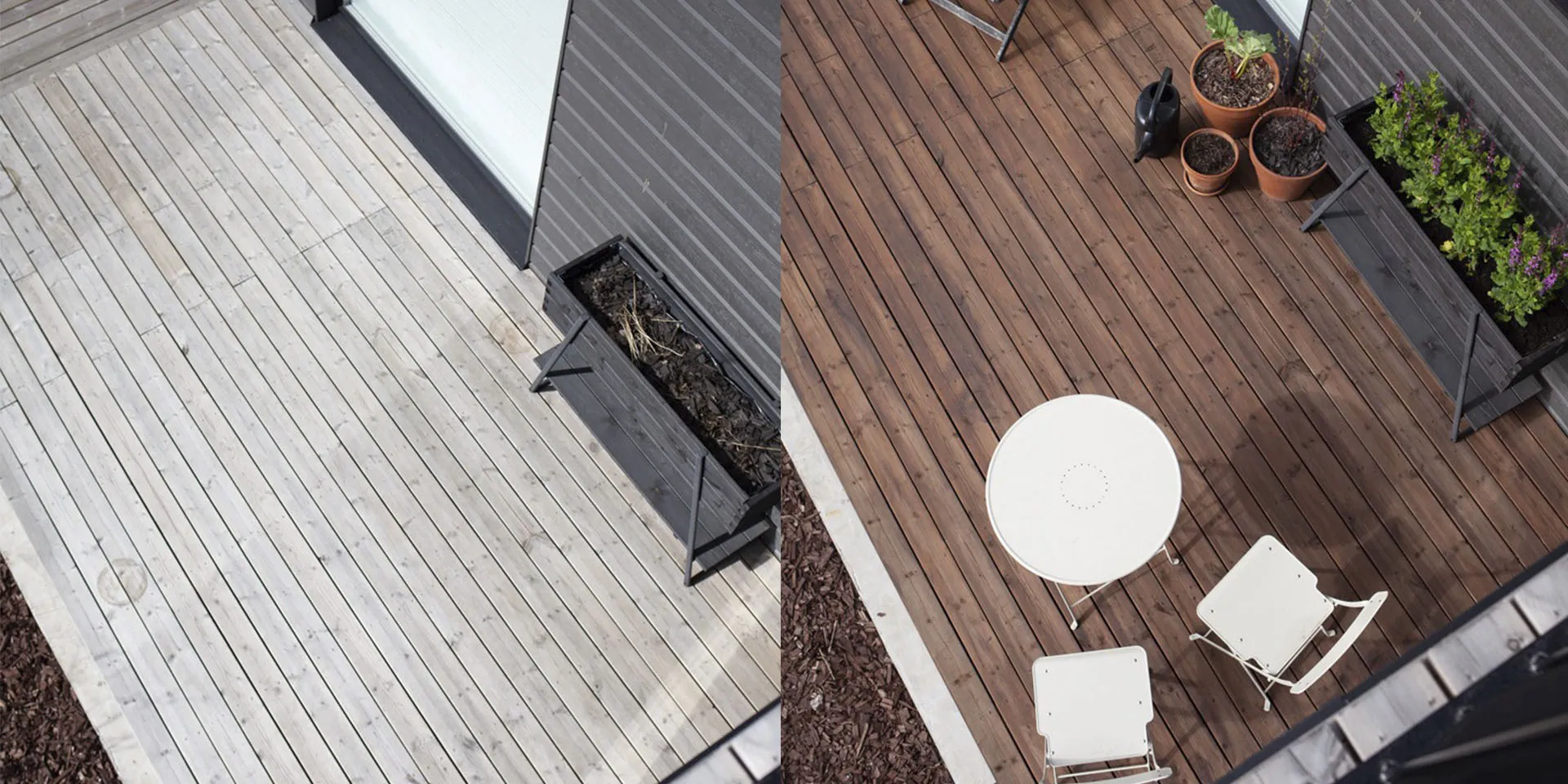 Terassi ennen ja jälkeen öljymäisen