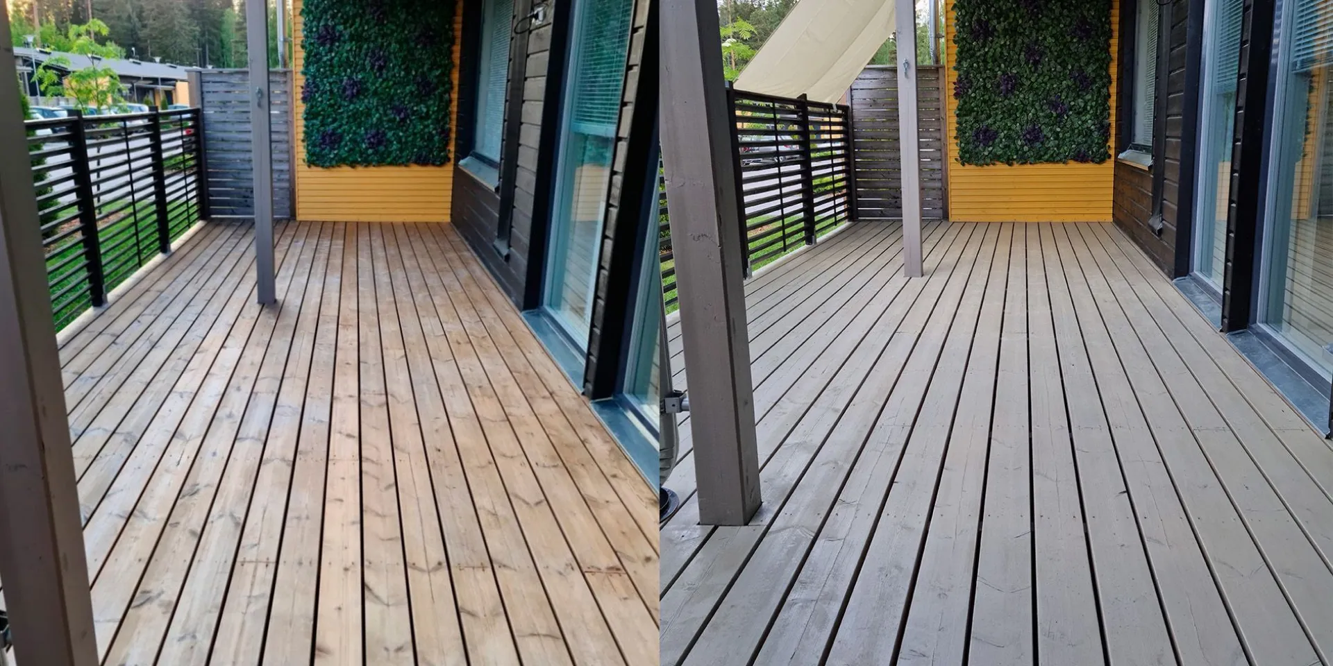 Terassin muodonmuutos ennen ja jälkeen