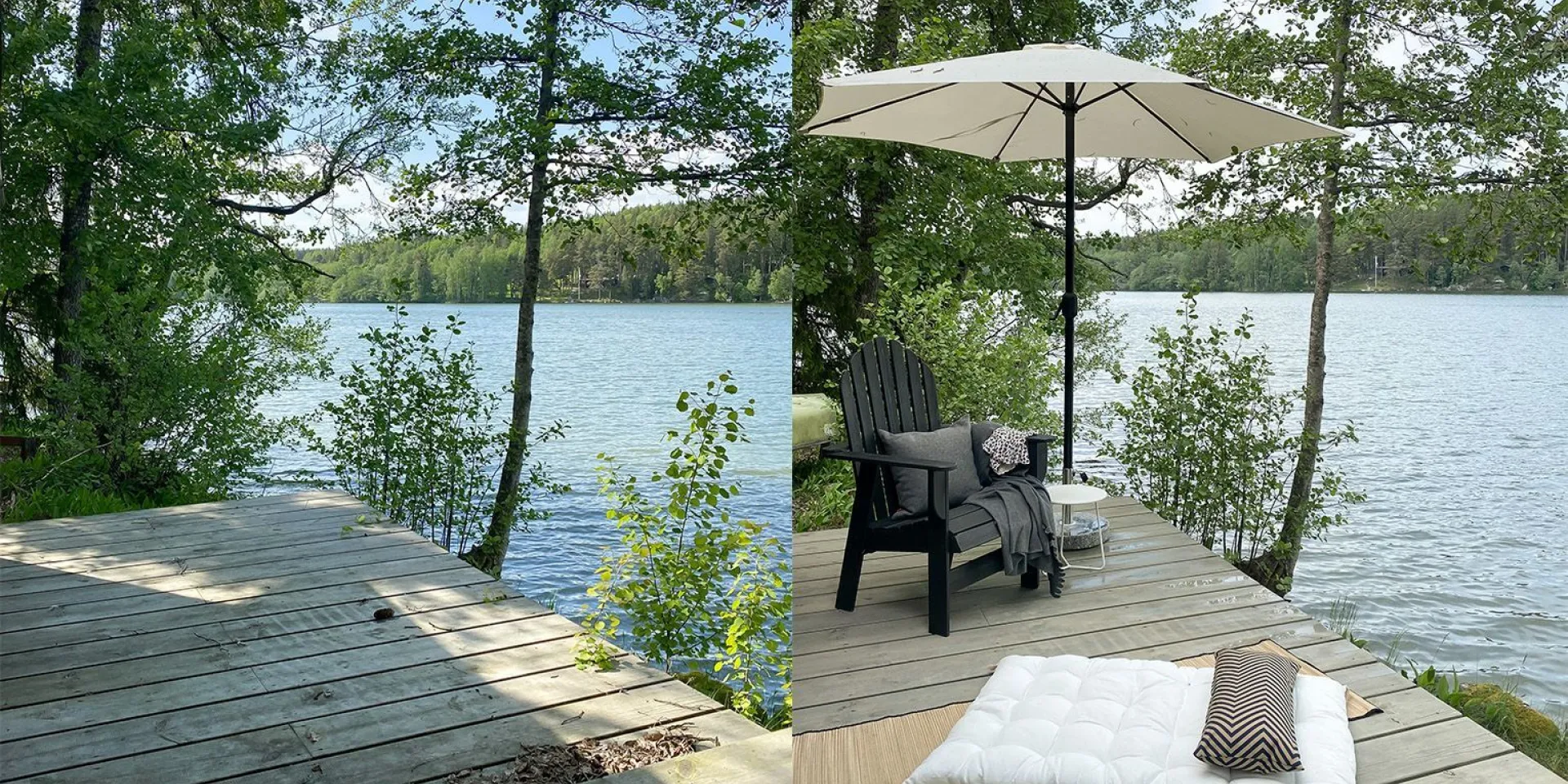 Terassi ennen ja jälkeen öljyämisen