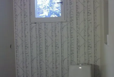 WC:n tapetointi, maalaus ja tasoitus